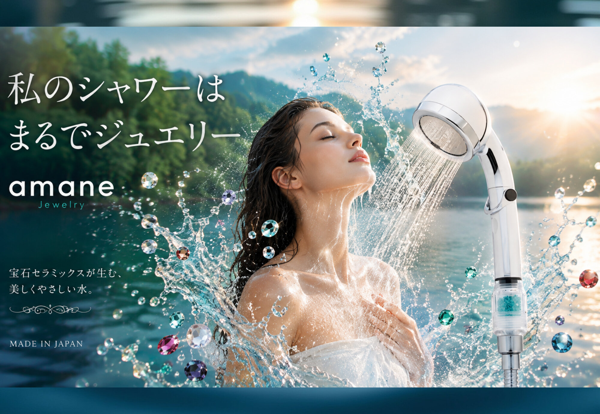 私のシャワーはまるでジュエリー amane Jewelry 宝石セラミックスが生む、美しくやさしい水。MADE IN JAPAN