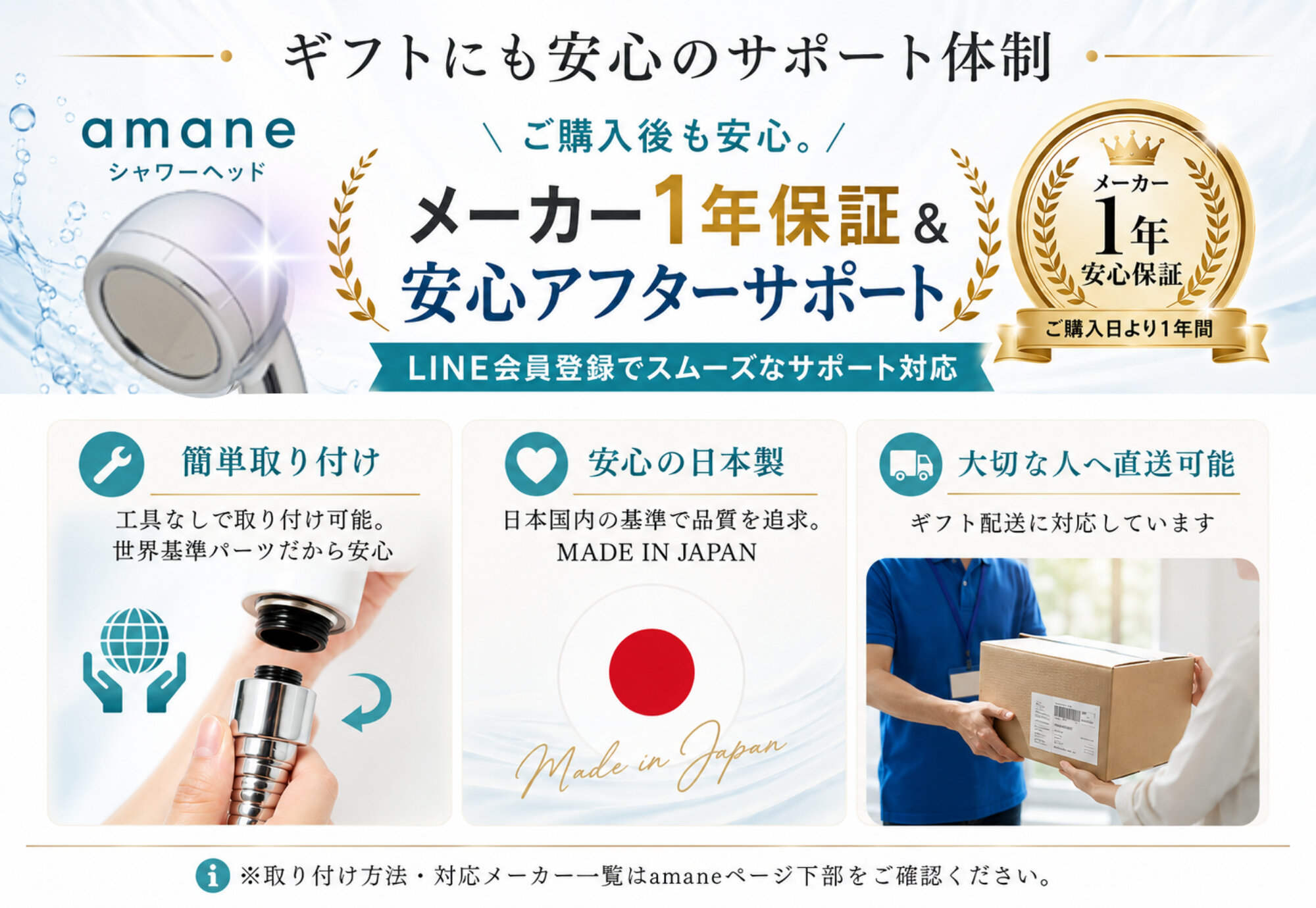 メーカー1年保証と安心アフターサポート