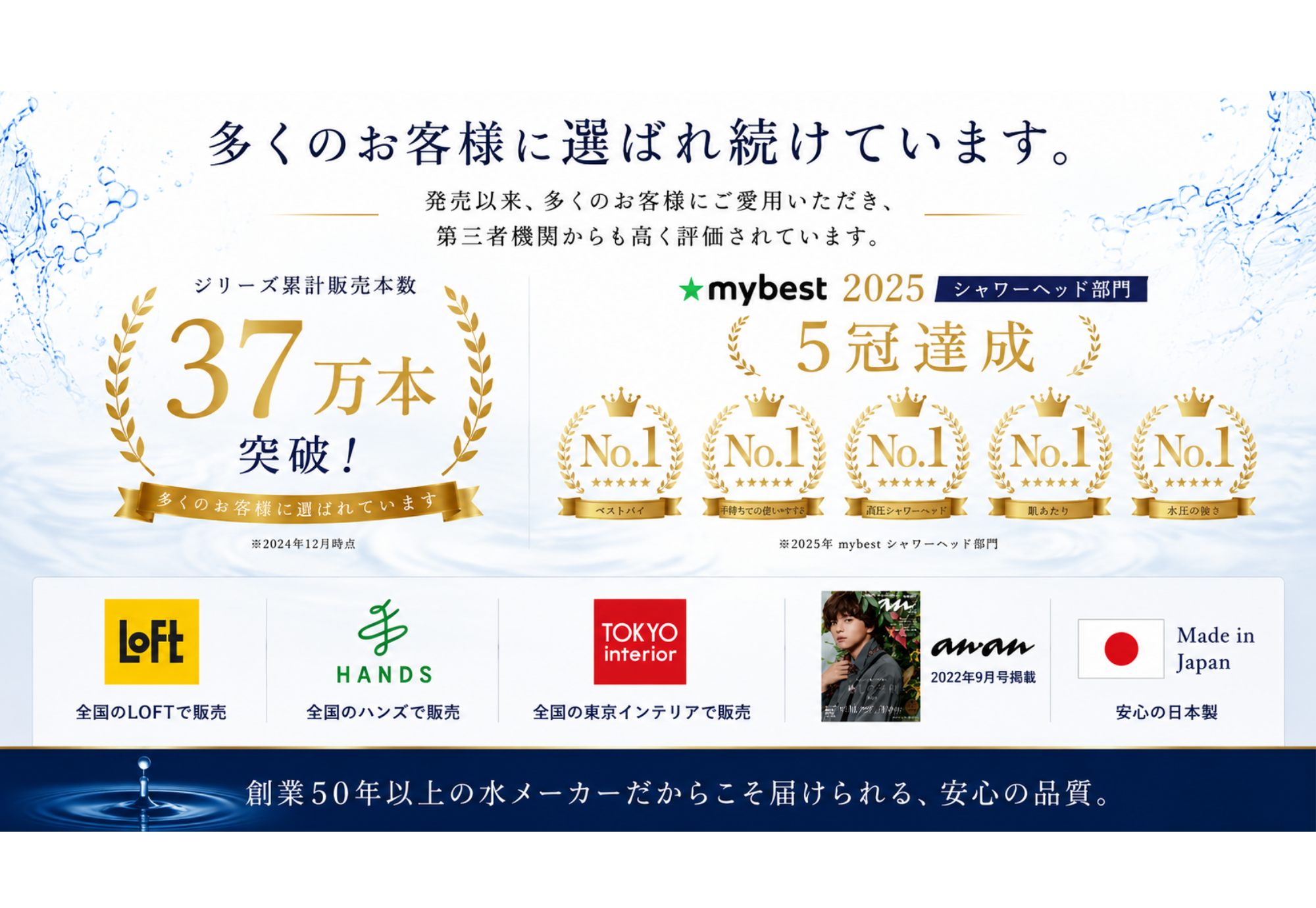 多くのお客様に選ばれ続けています 37万本突破・mybest5冠