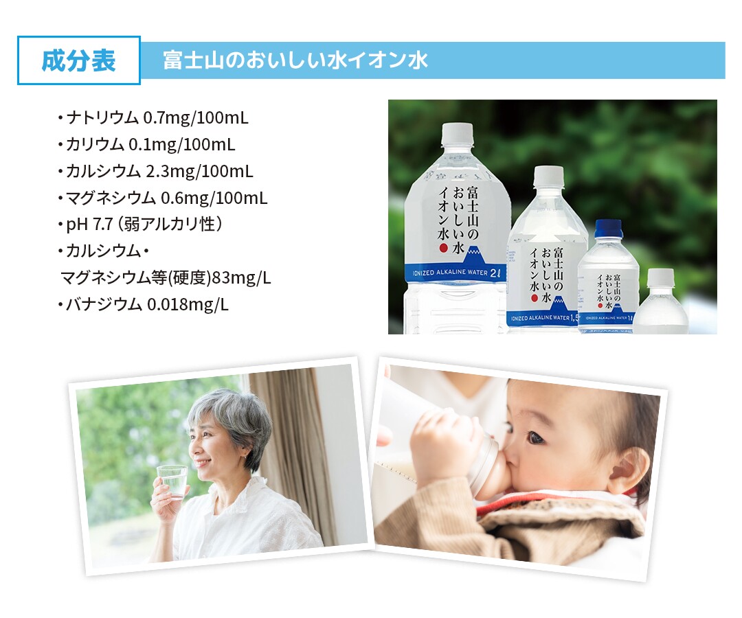富士山のおいしい水イオン水 成分表